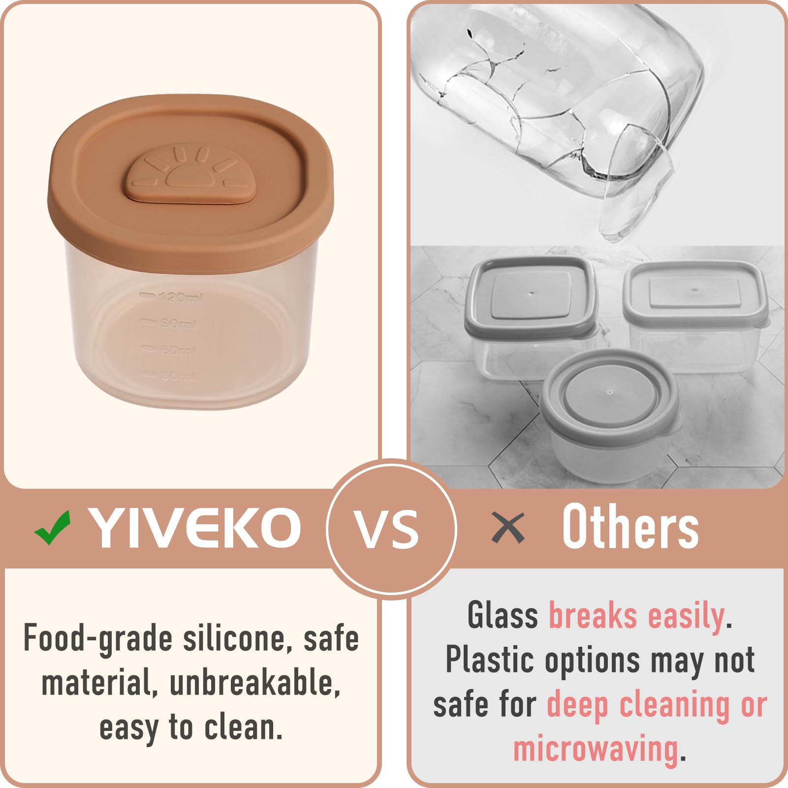 YIVEKO container with leakproof cap keeps foods fresh and secure.