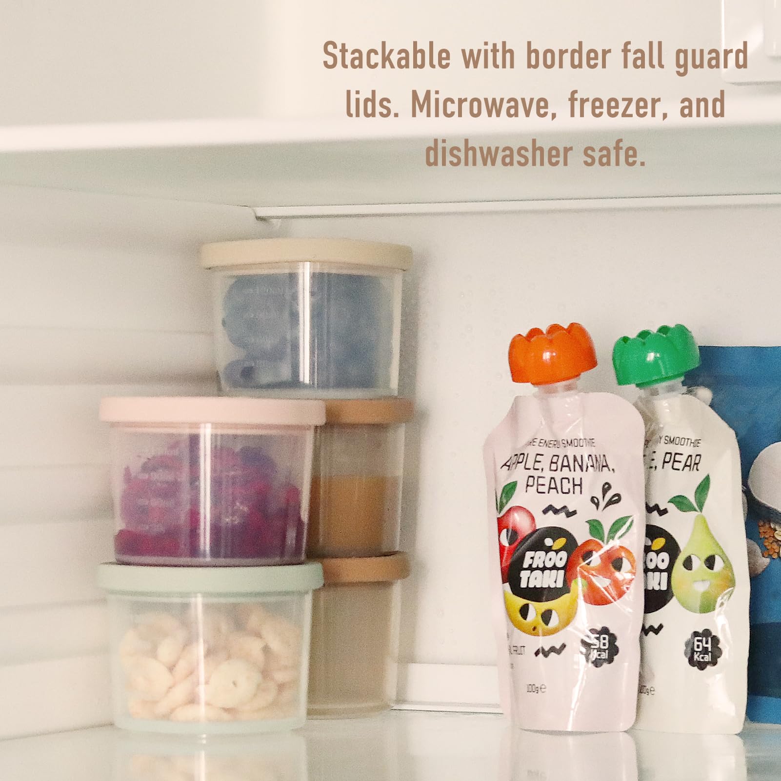 YIVEKO baby food containers with sun lid for quick heat.