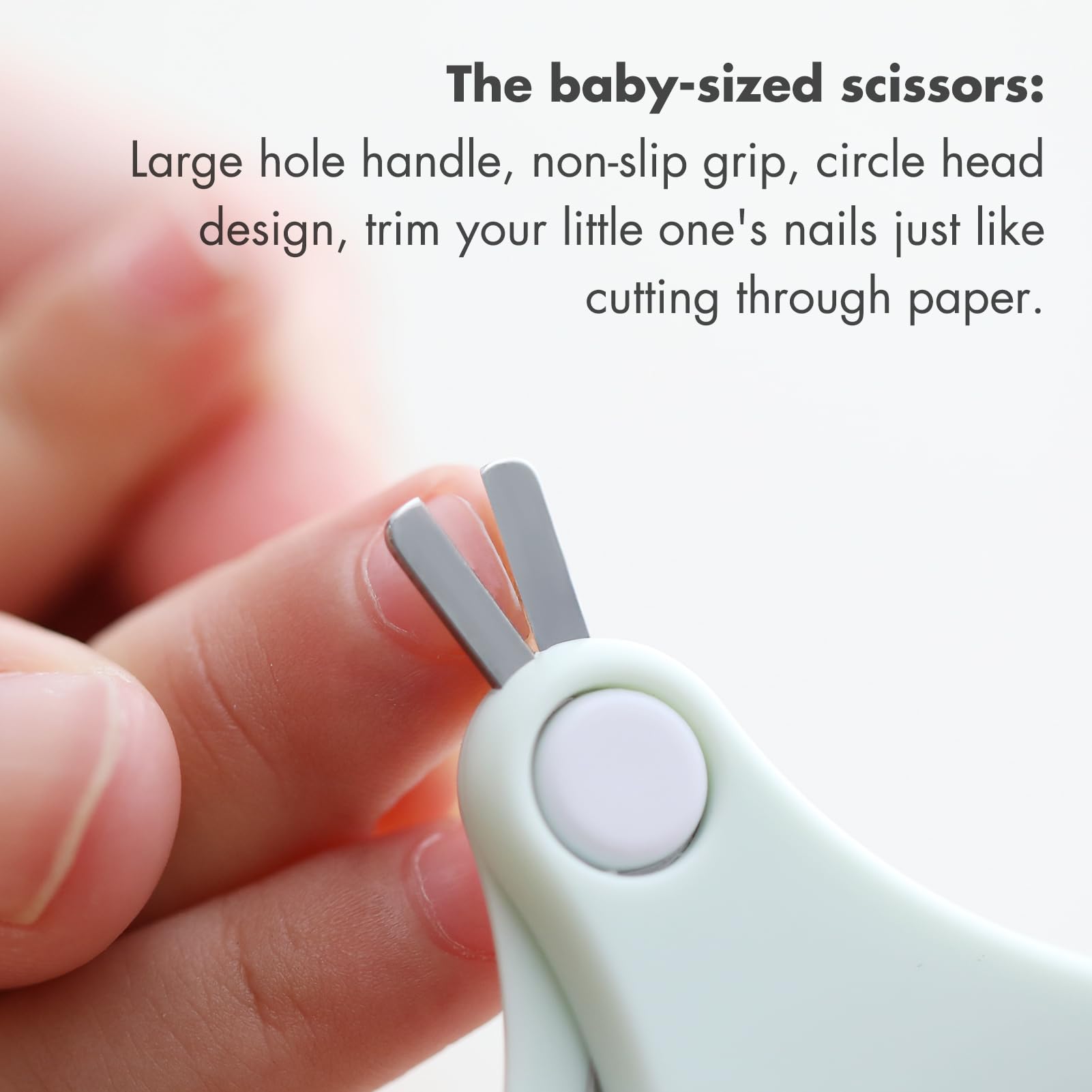YIVEKO baby nail scissors with rounded tips for safe use.