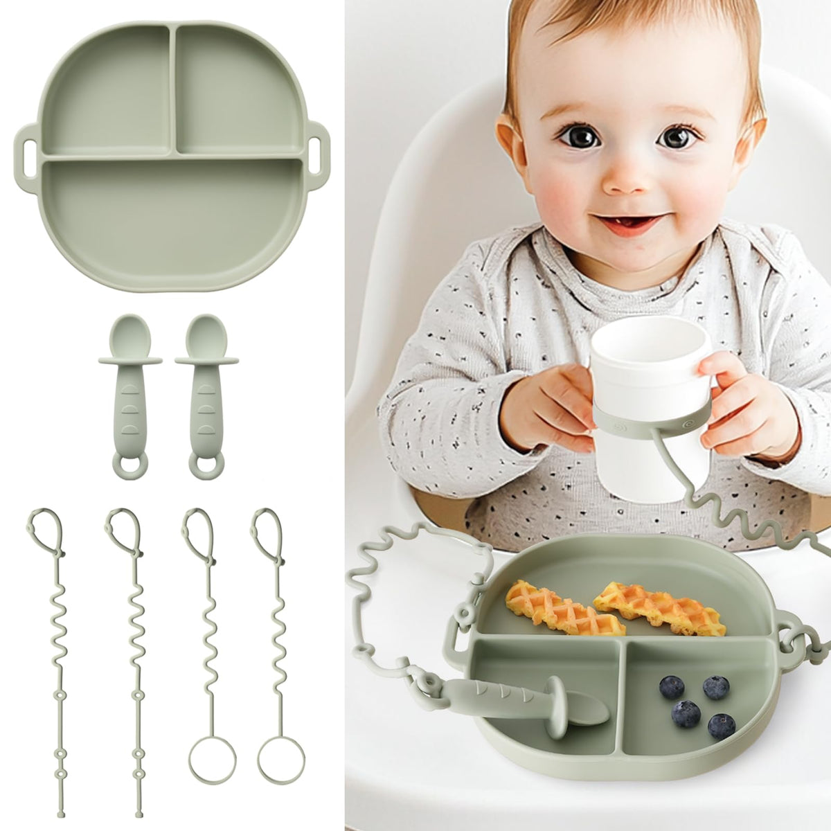YIVEKO baby plate with suction cups keeps mealtime tidy and spills minimal.