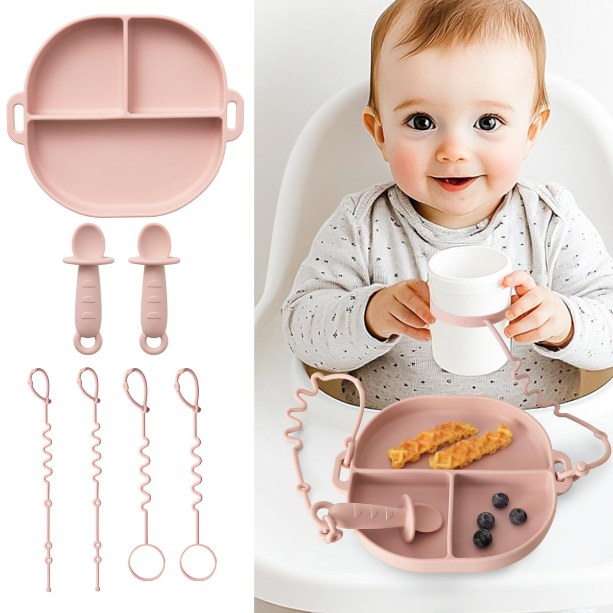 YIVEKO baby suction plate for mess-free meals at high chair