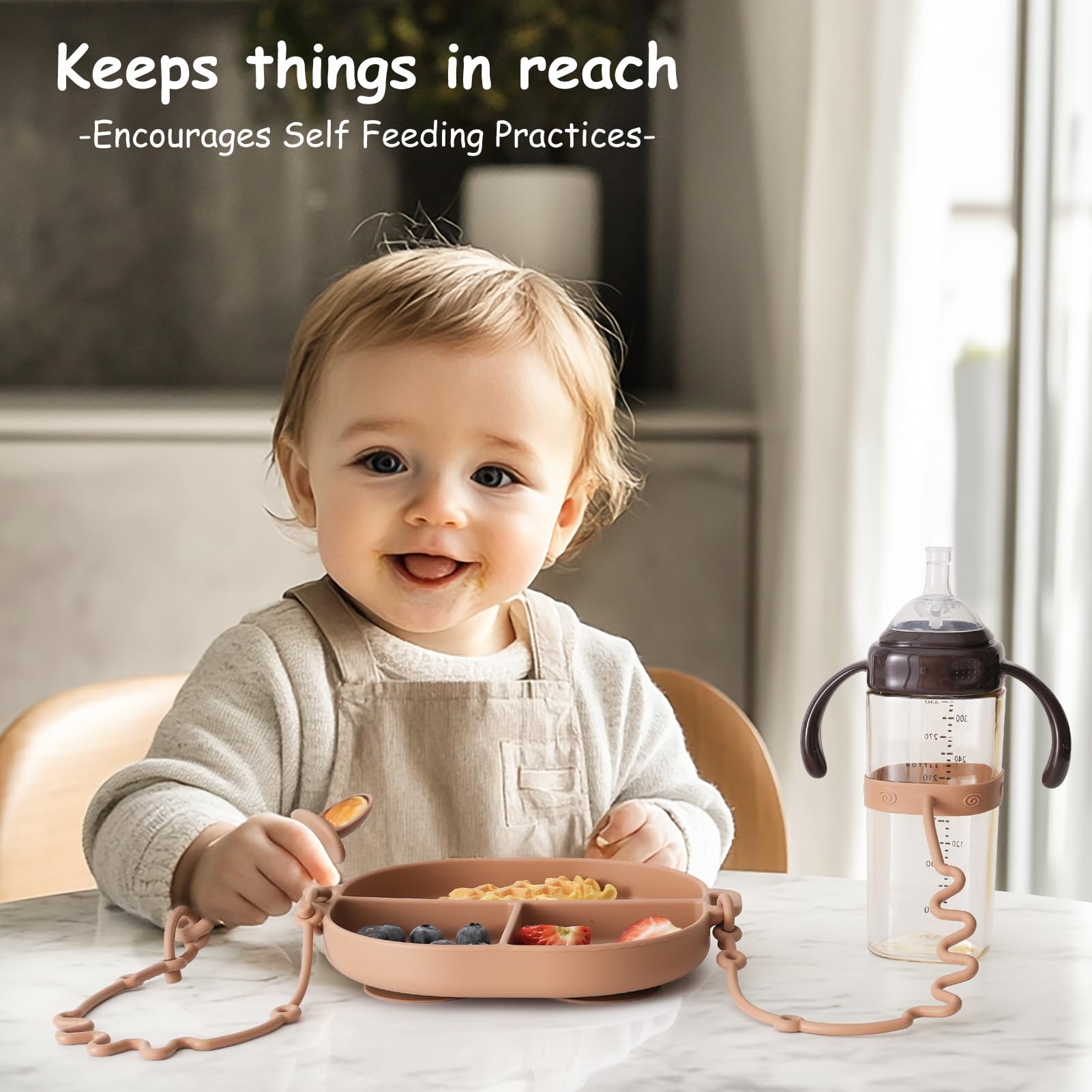YIVEKO divided plate clarifies portions for self-feeding play