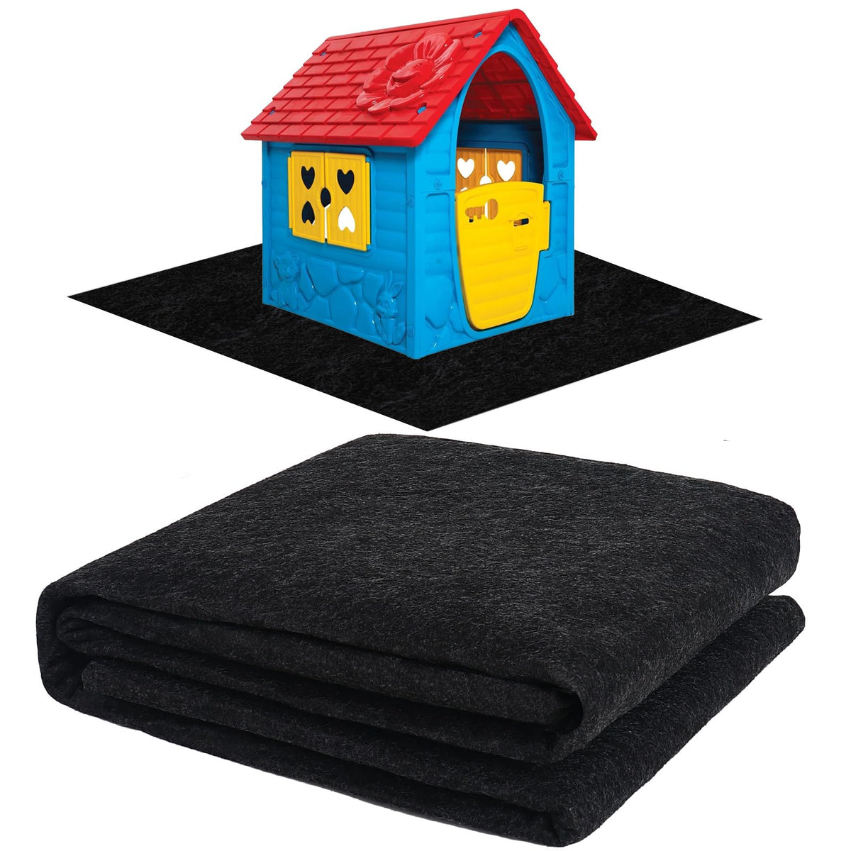 YIYIREA outdoor playhouse mat 59x59 flatlay showing a spacious play surface.