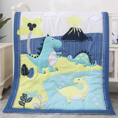 YJM dinosaur crib bedding dust ruffle neatly frames the crib
