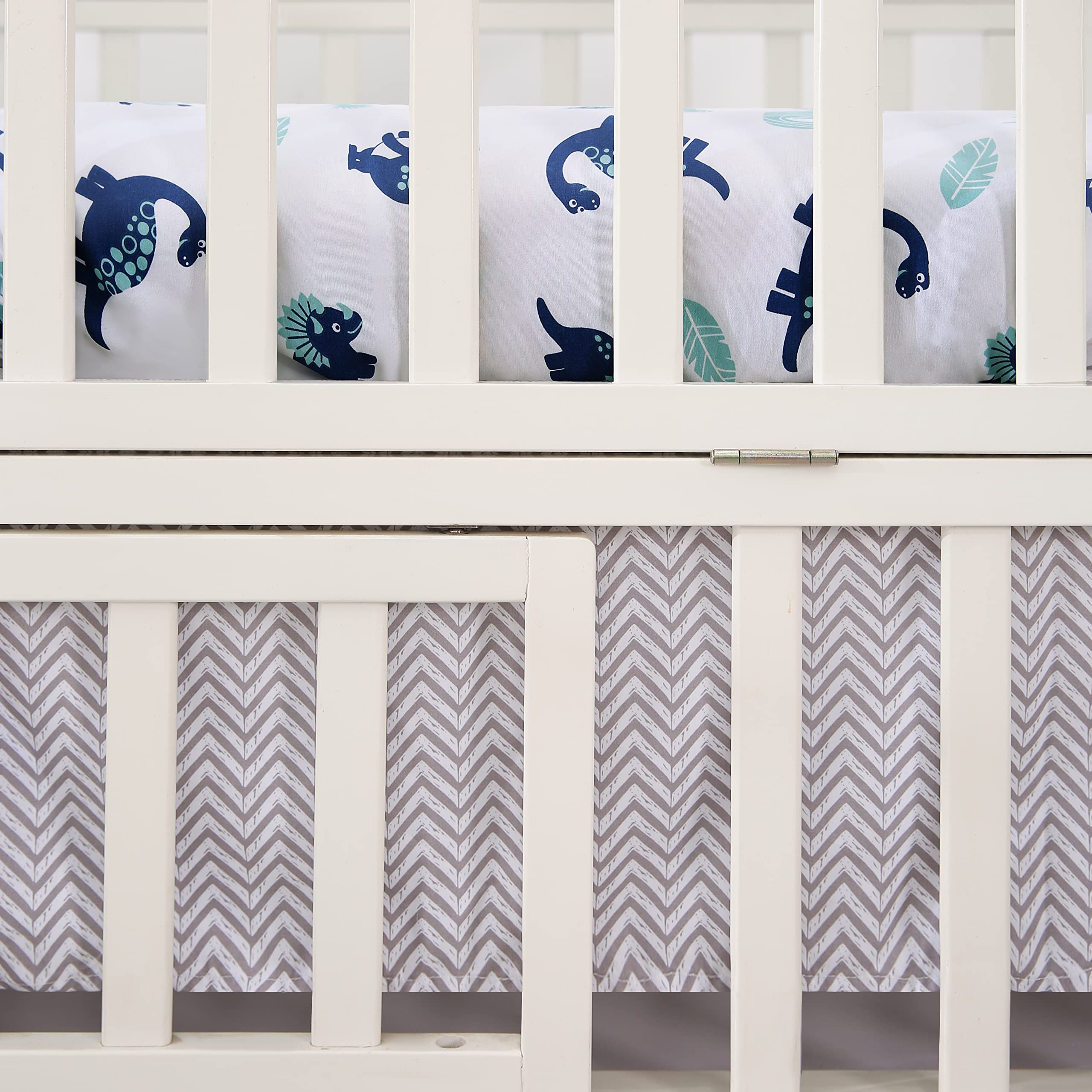 YJM dinosaur fitted sheet with 360-degree elastic fits standard cribs