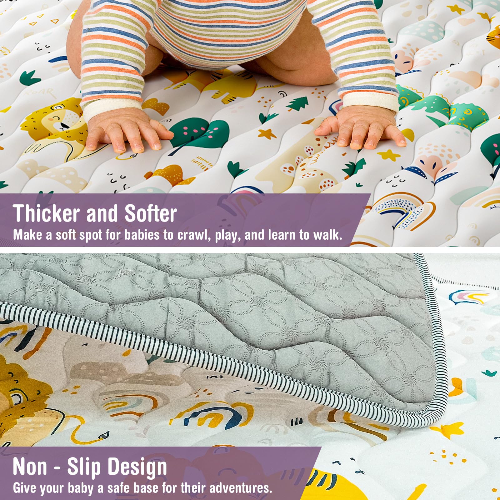 YJORIX machine-washable baby play mat for simple cleaning.