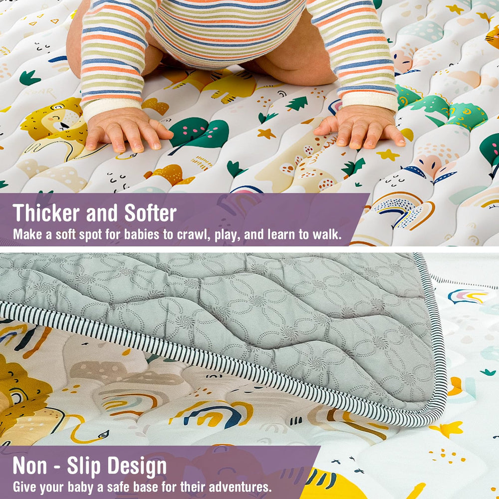 YJORIX machine-washable baby play mat for simple cleaning.