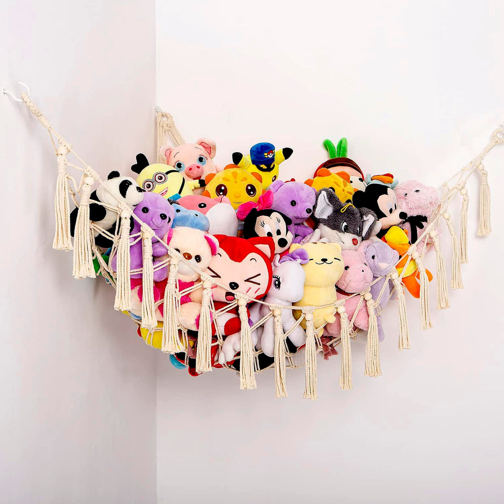 YKBU cream color storage hammock creates calm, organized kid spaces
