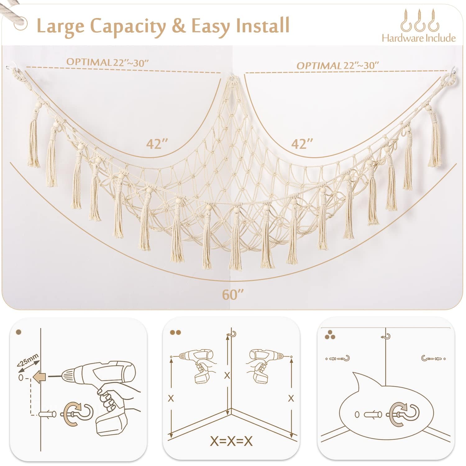 YKBU easy-install toy net with hooks for quick setup
