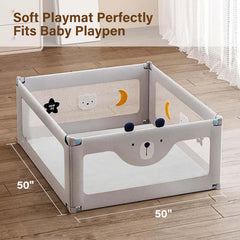 YKiMi Baby Play Mat featuring 1.3-inch memory foam for cushioned crawl-friendly support.