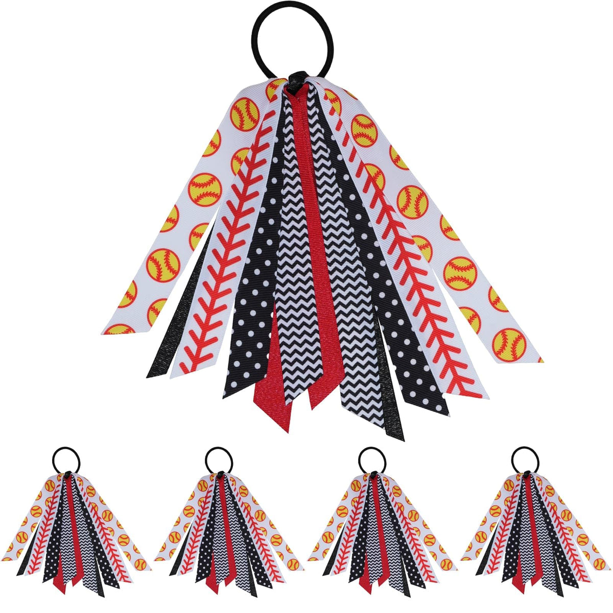 YKW softball hair ties with stitching pattern provide secure hold for games or practices