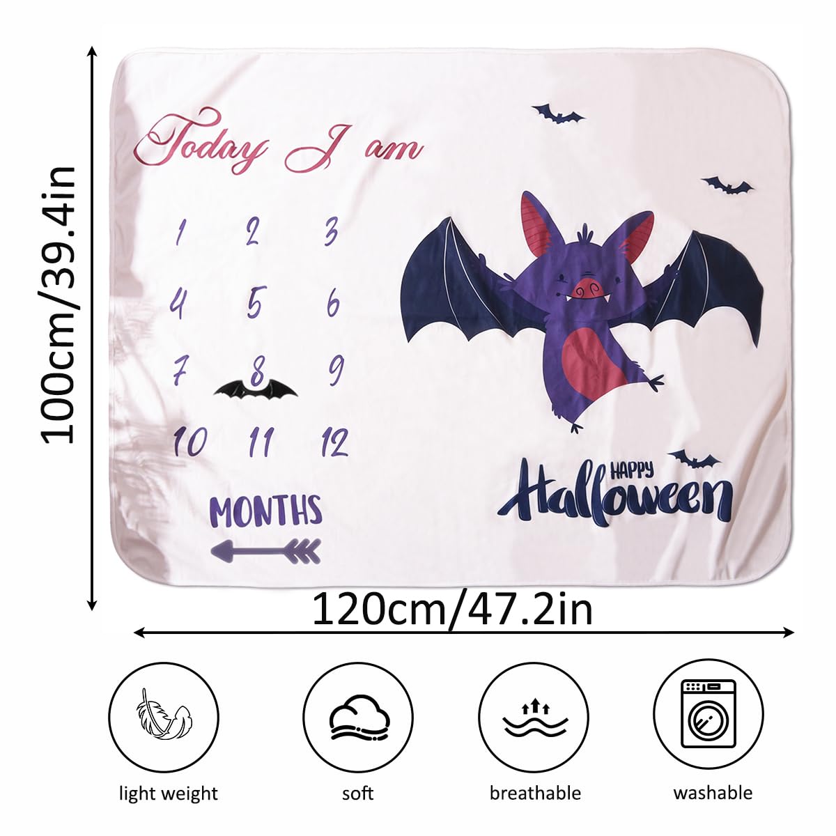 Ylsteed 40x47 inch blanket provides generous space for milestone photography