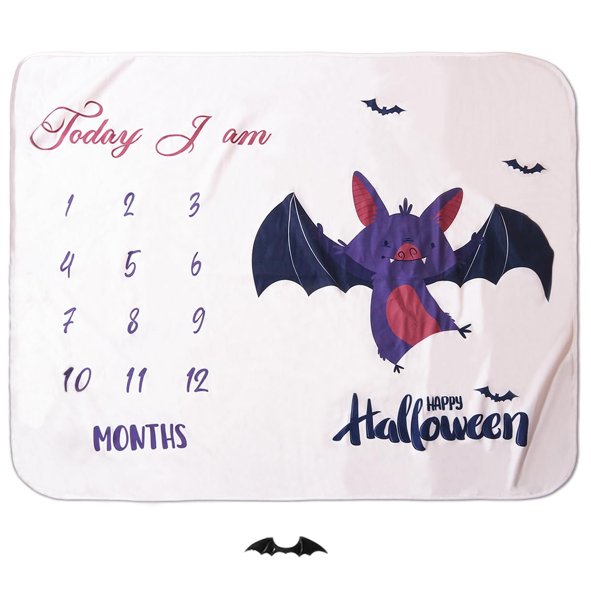 Ylsteed Halloween milestone blanket with bats for newborn photoshoots and keepsake memories