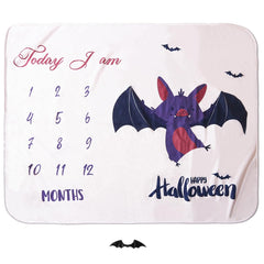 Ylsteed Halloween milestone blanket with bats for newborn photoshoots and keepsake memories