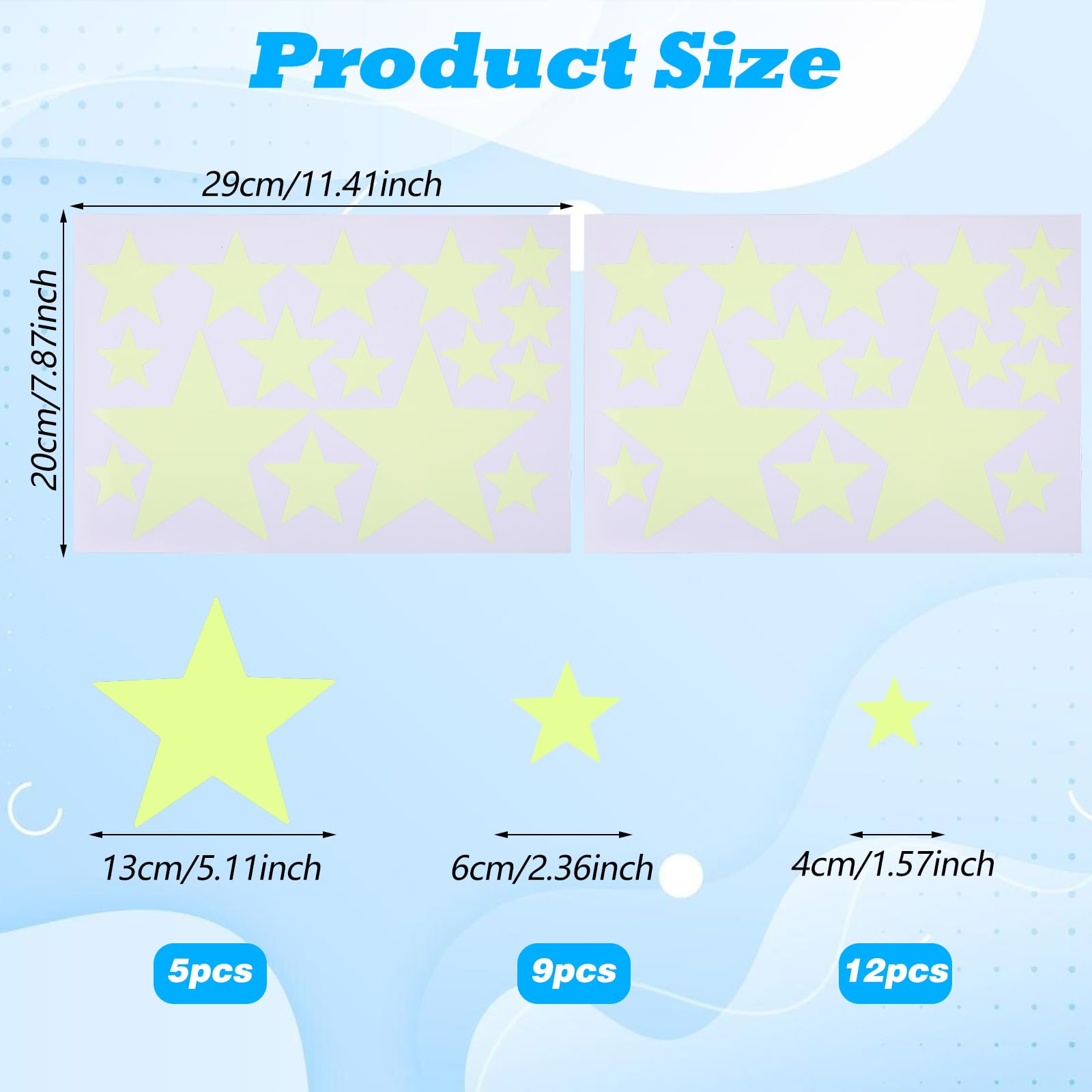 Ymapinc glow-in-the-dark stars 6cm on wall for cozy decor