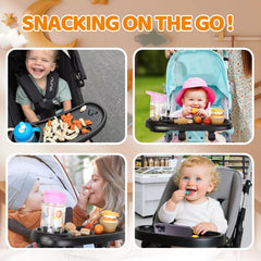 YMGN snack tray oval space provides ample snack area for little hands.