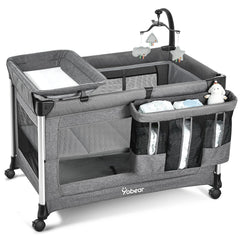 Yobear 4-in-1 bassinet and mattress beside parent for newborn comfort