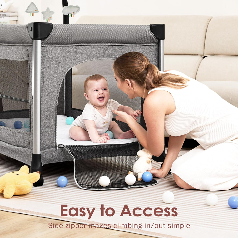 Yobear breathable mesh walls create airy, visible baby space
