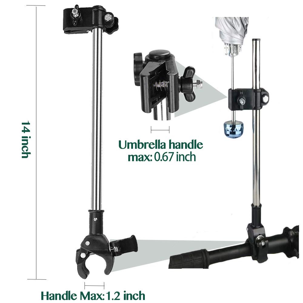 Yobee umbrella clip adjustable for different handle diameters and devices