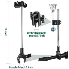 Yobee umbrella clip adjustable for different handle diameters and devices