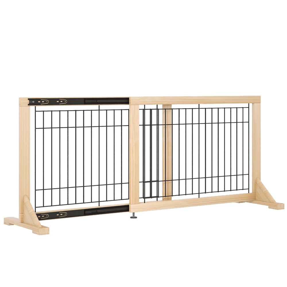 YOCAN adjustable wide dog gate in doorway provides safe passage for pets.