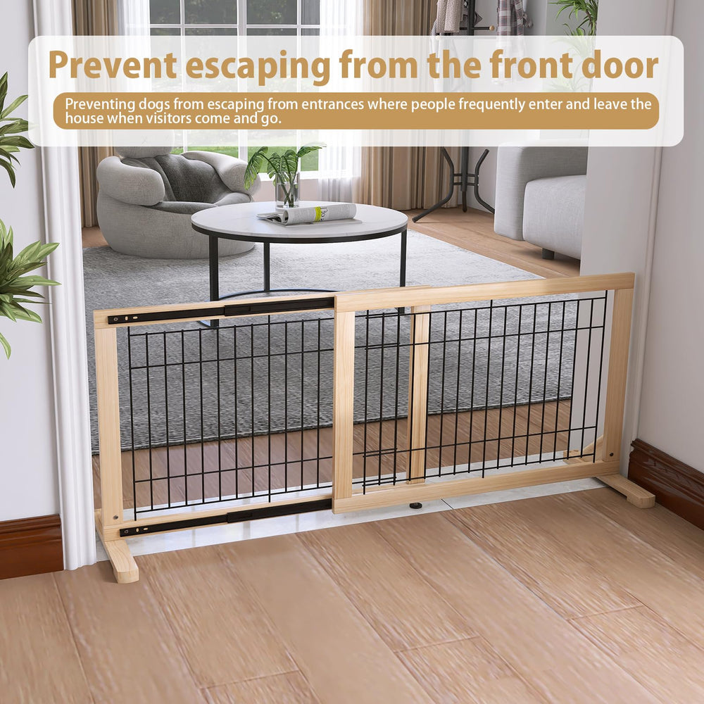 YOCAN gate with visible support feet emphasizing stability on carpet.