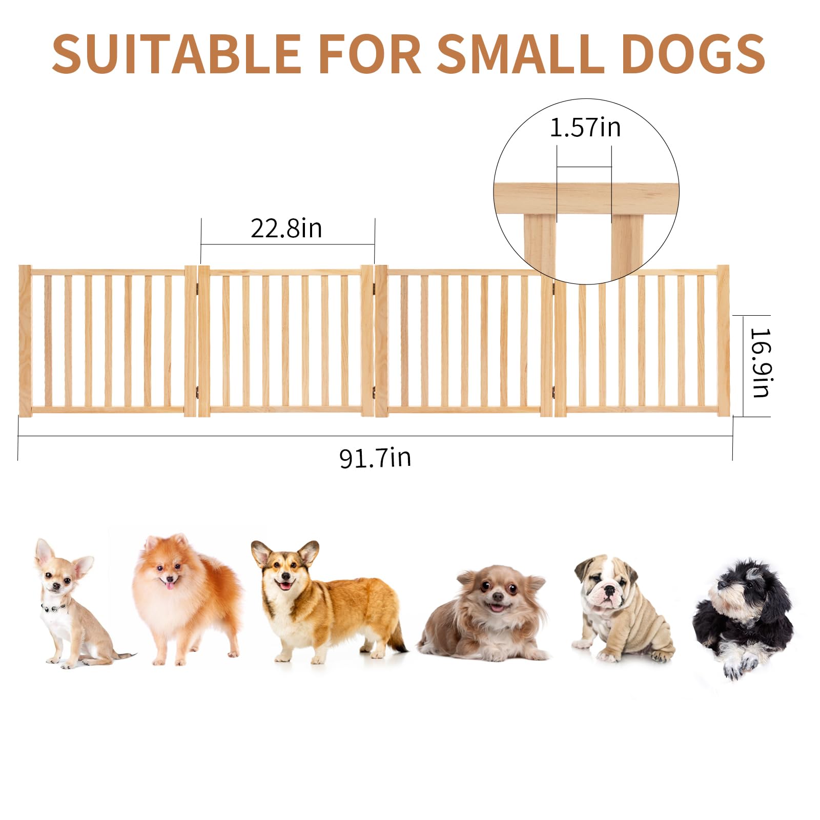 YOCAN folding dog gate with 360-degree hinges for flexible layouts.