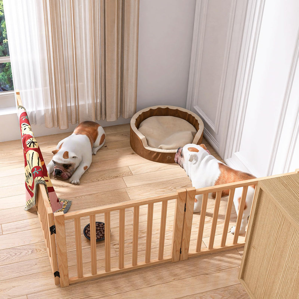 YOCAN wooden pet gate arrives ready to use with no assembly needed.