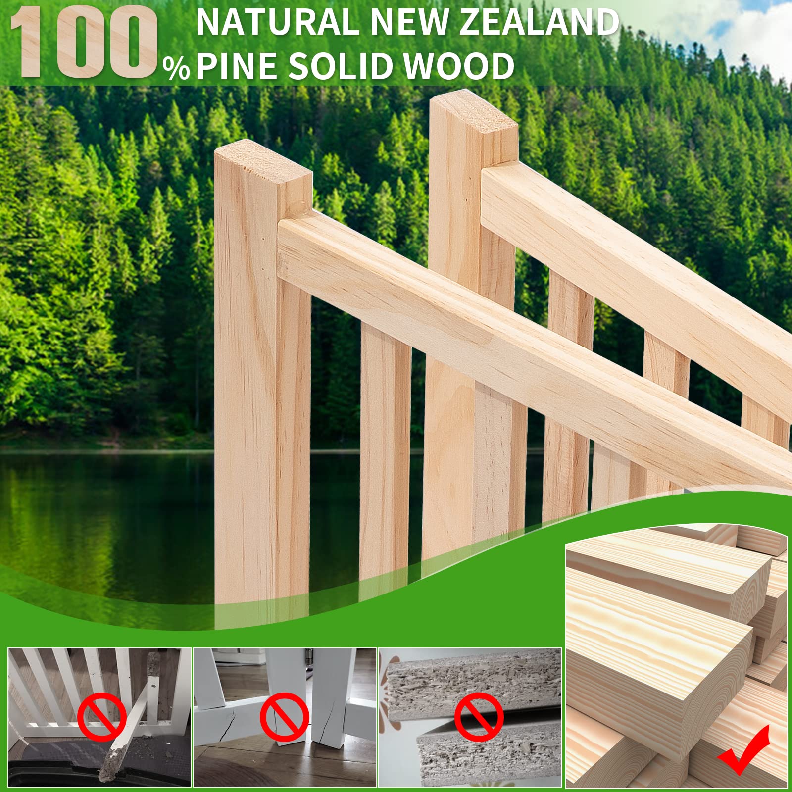 YOCAN non-slip rubber feet protect floors and stabilize the gate.