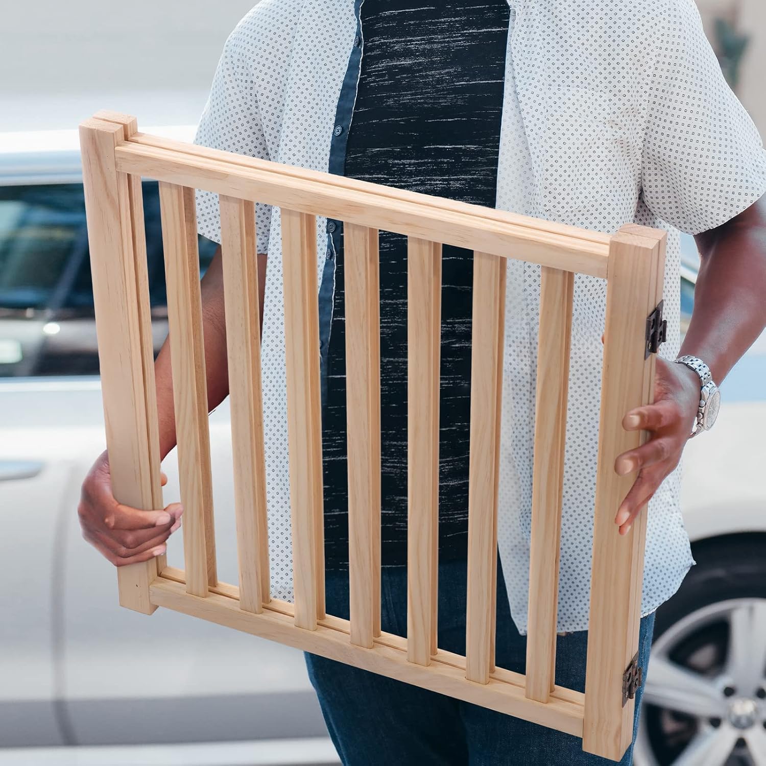 YOCAN Paint-Free gate ready for immediate use with no assembly.