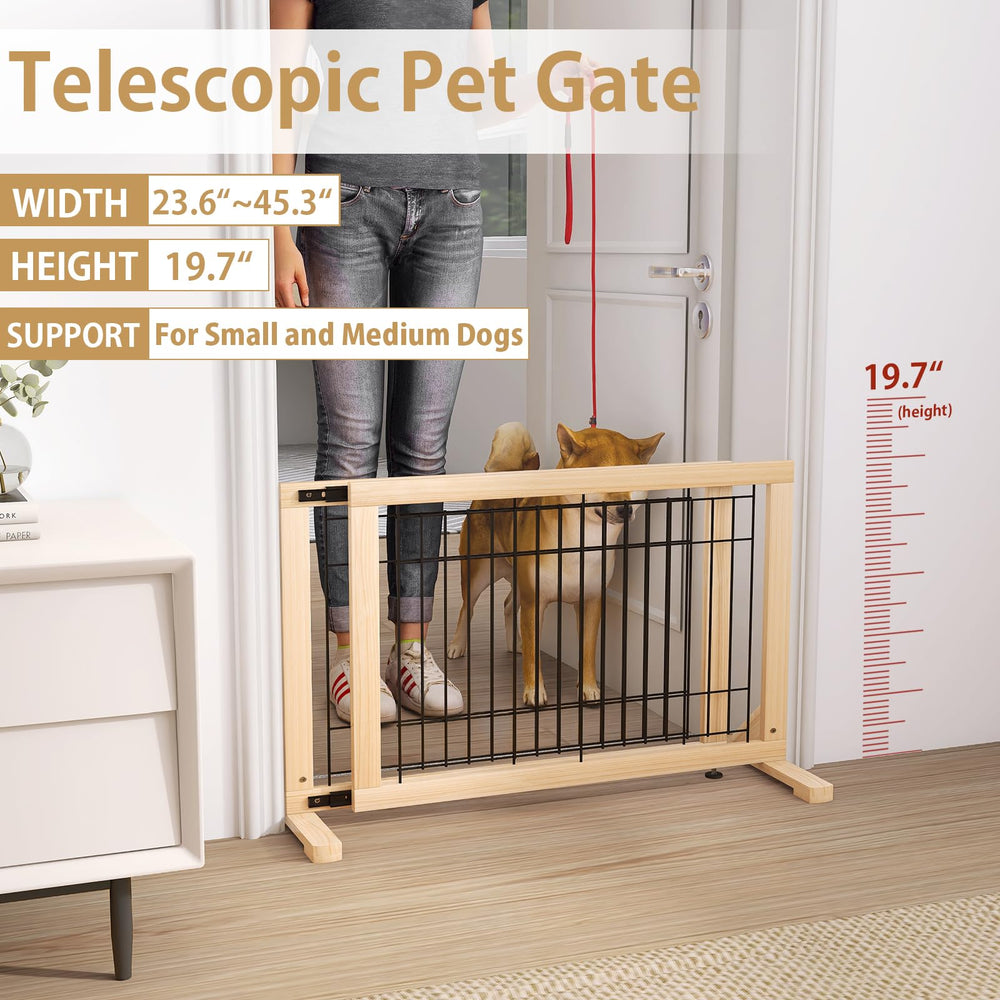 YOCAN wide dog gate installed on stairs demonstrates stability on uneven surfaces.