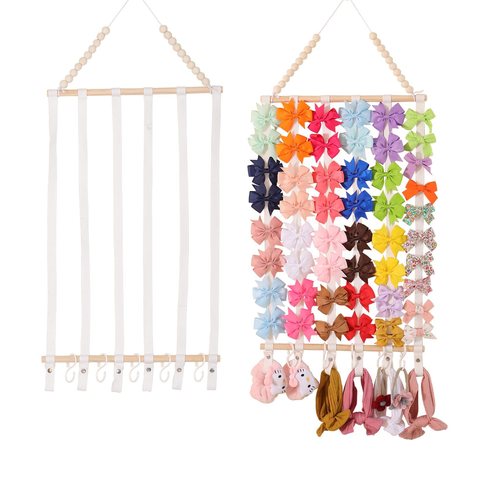 YOcity bow organizer with 6 cotton belts keeps bows neatly displayed and accessible.