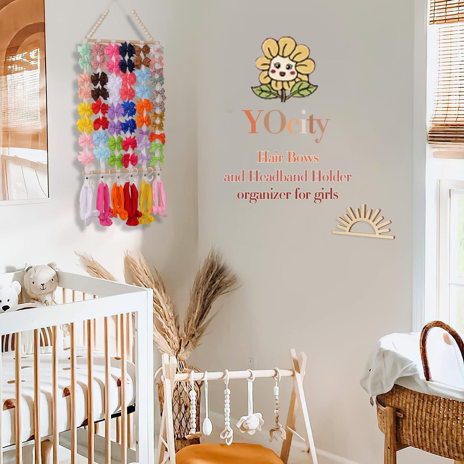 YOcity bow organizer can hold up to 100 bows, clips, or headbands.