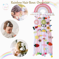 YOcity rainbow bow holder with DIY knit look enhances nursery decor