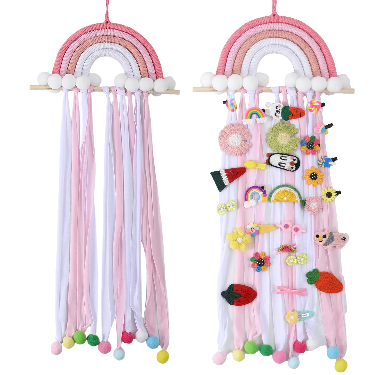 YOcity Rainbow Bow Organizer on wall displaying colorful bows neatly for easy access