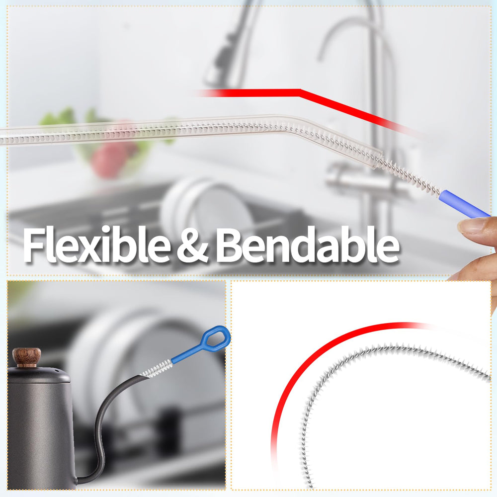 Stainless steel core with nylon bristles resists rust during cleaning.