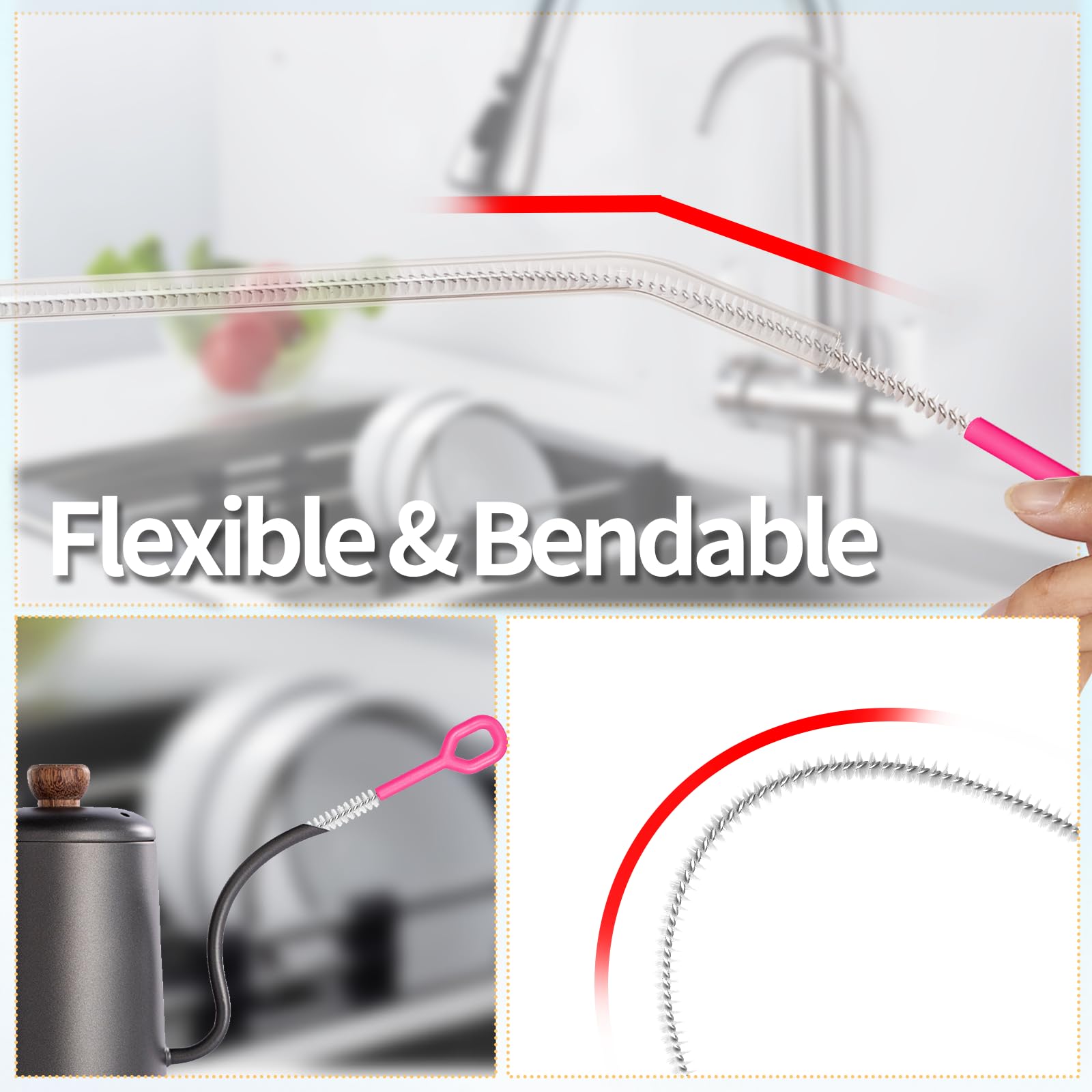 Yodamiack straw cleaner with soft nylon bristles protects straws while removing grime.