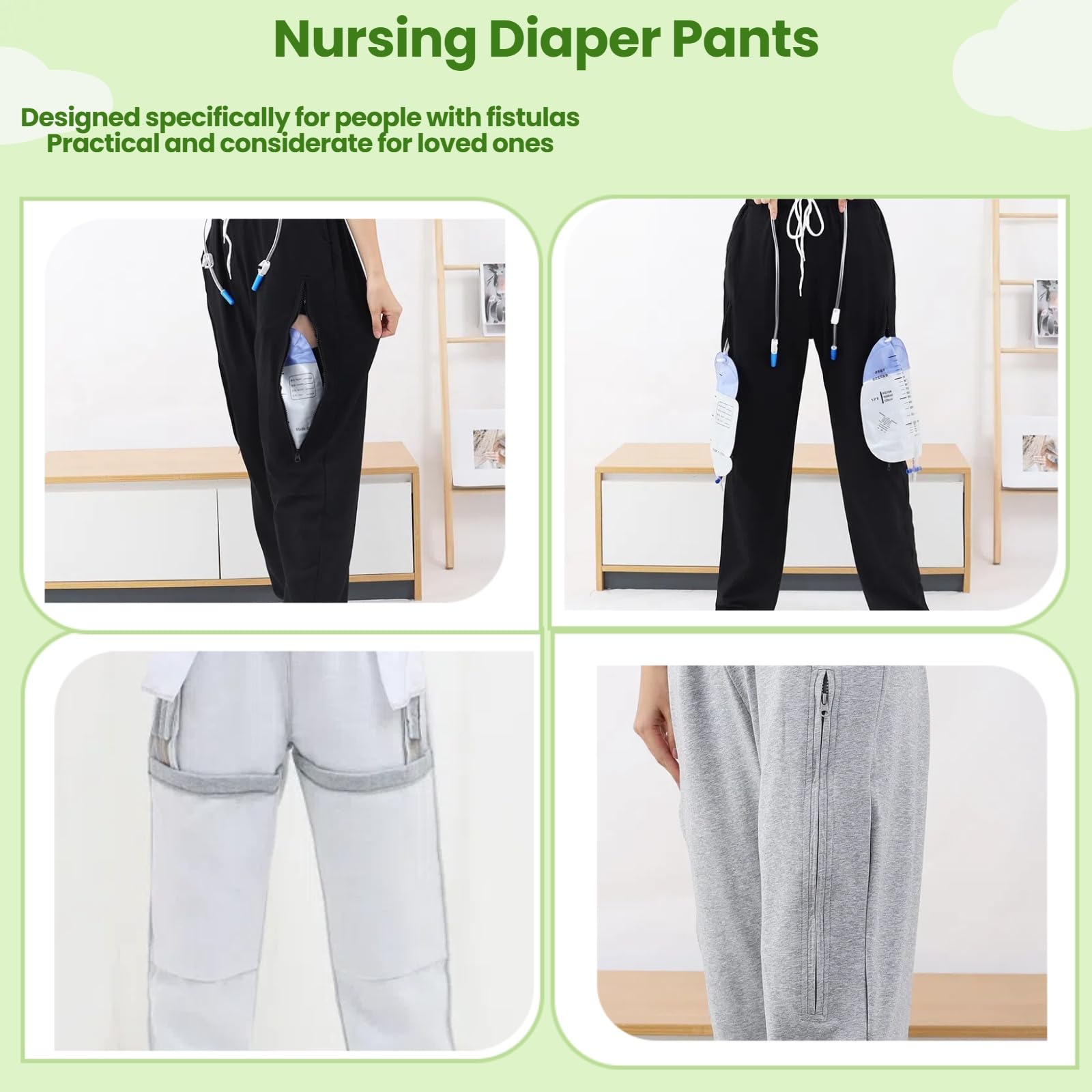 Yodilala Stoma Pants lining blocks zipper exposure for discreet wear