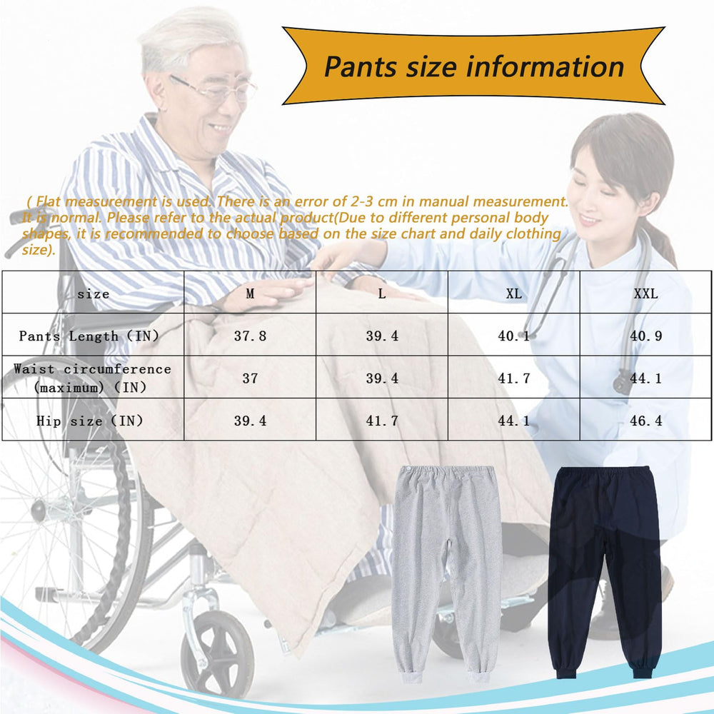 Yodilala pants in-use by a patient beside the bed for comfortable day or night wear