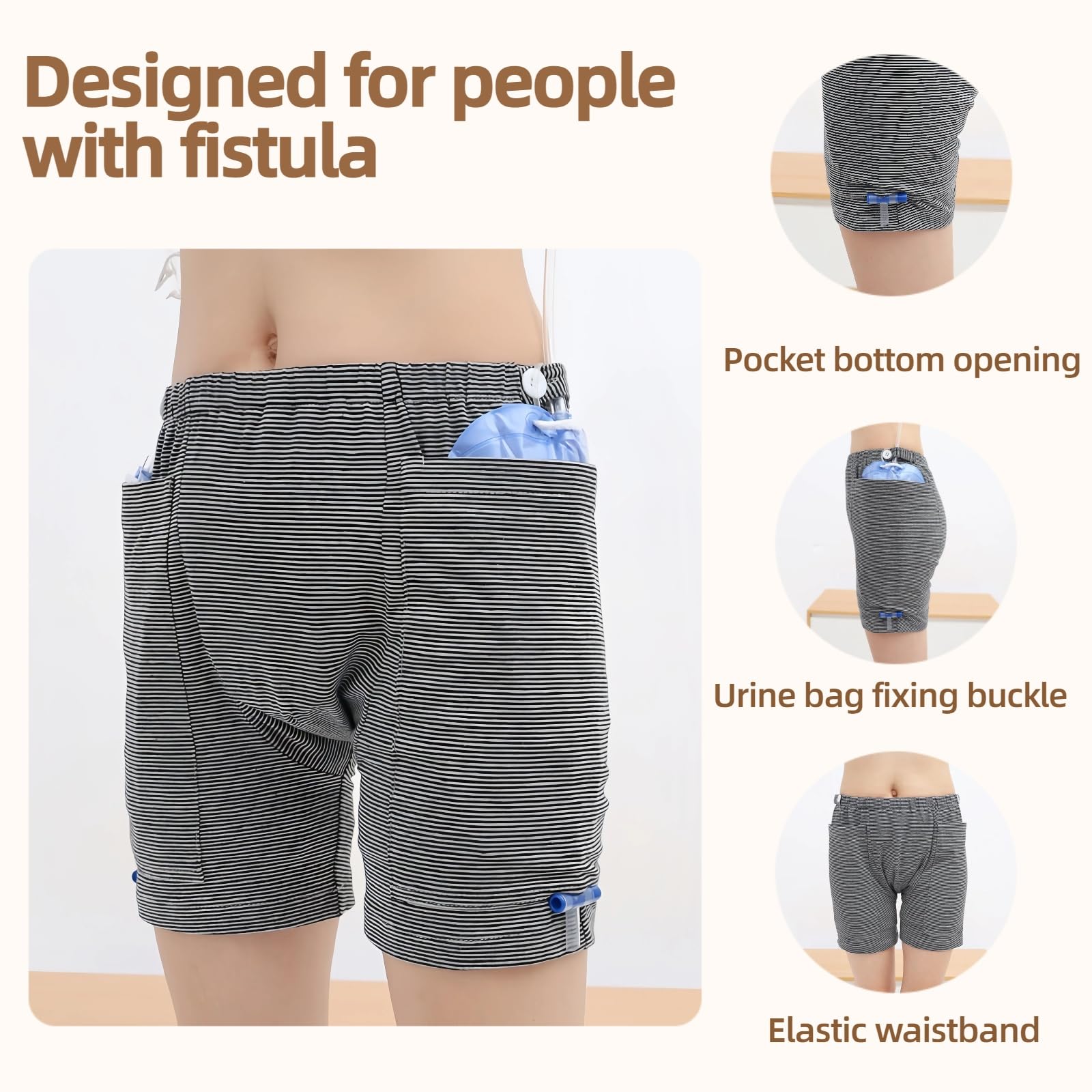 Yodilala urinary bag pants with double pockets for storage and easy access