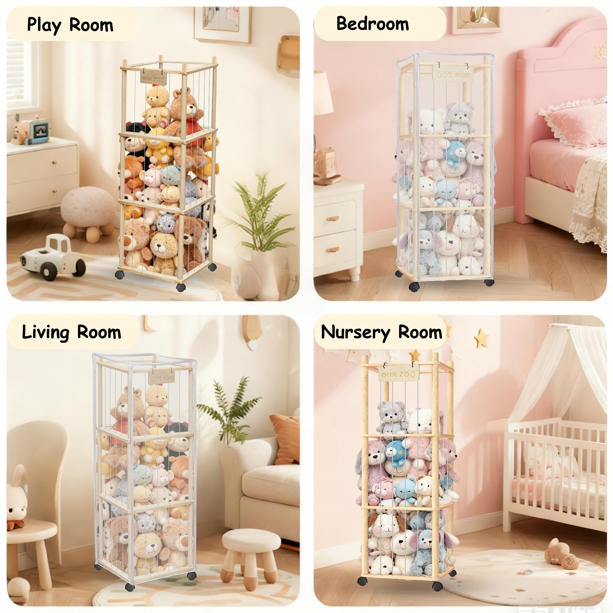 YOFIT sturdy wooden frame supports large toy loads.