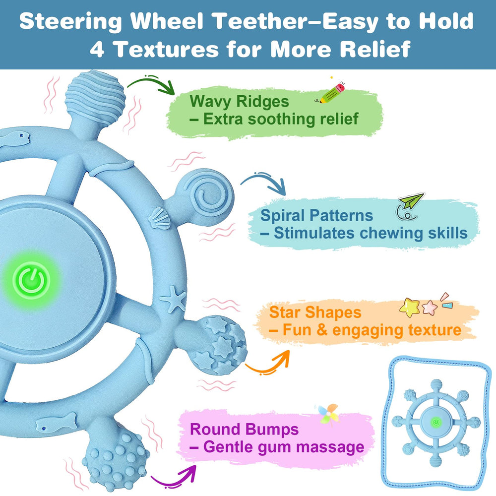 YOFUN soft silicone teether emphasizes safe, gentle contact with baby's gums.