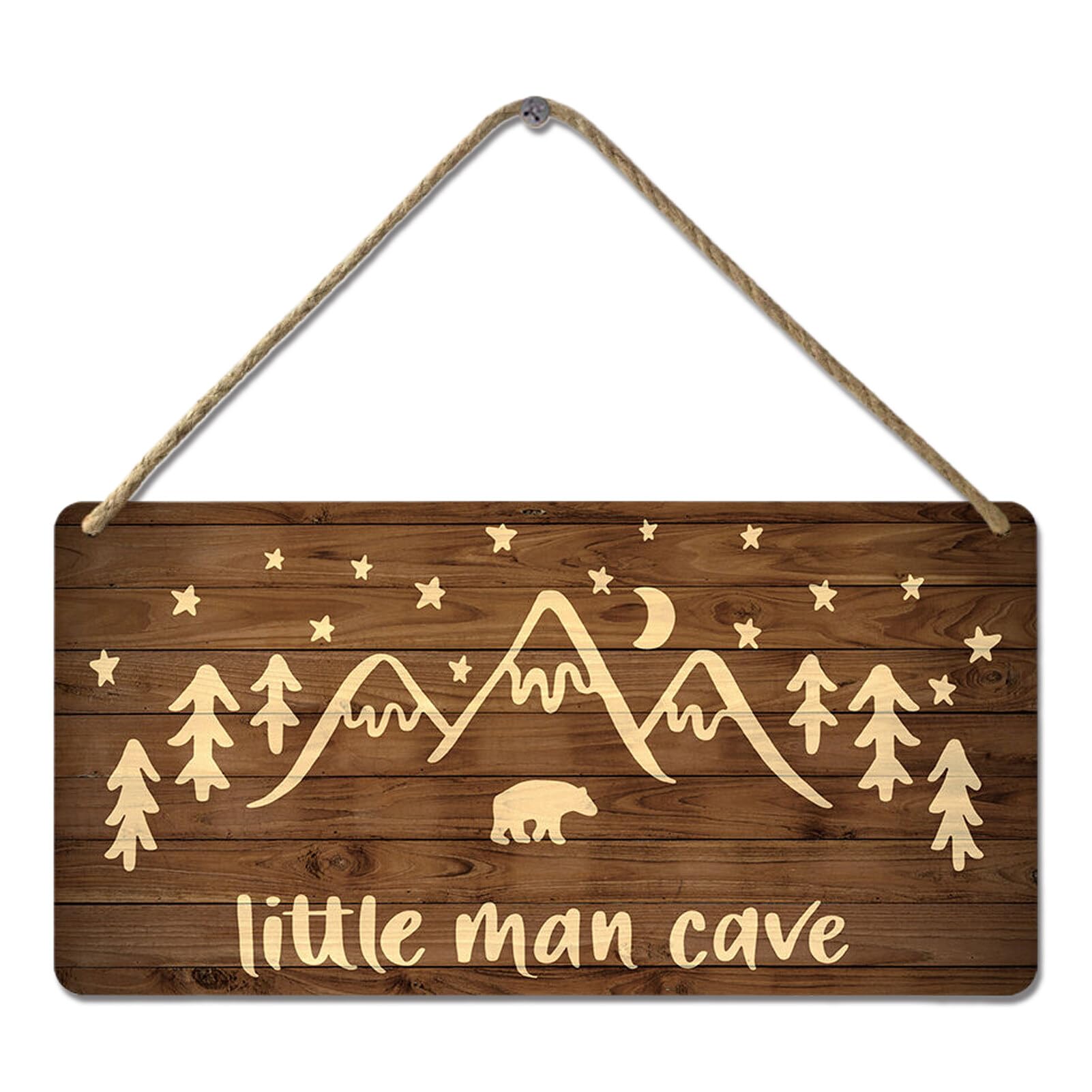 YOHIYE Little Man Cave sign in wood design for a cozy nursery decor