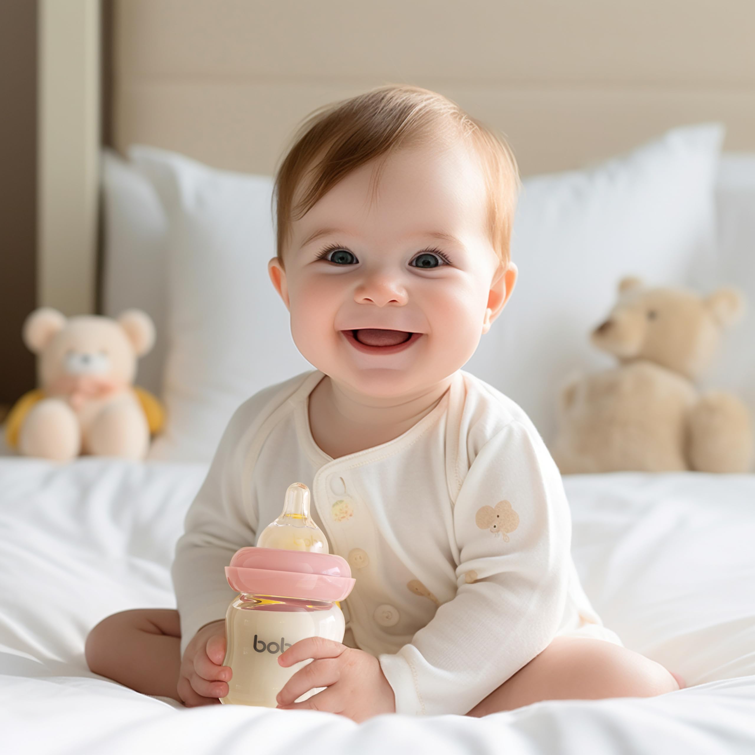YOHKOH soft silicone nipple on 100ml bottle for natural feeding rhythm