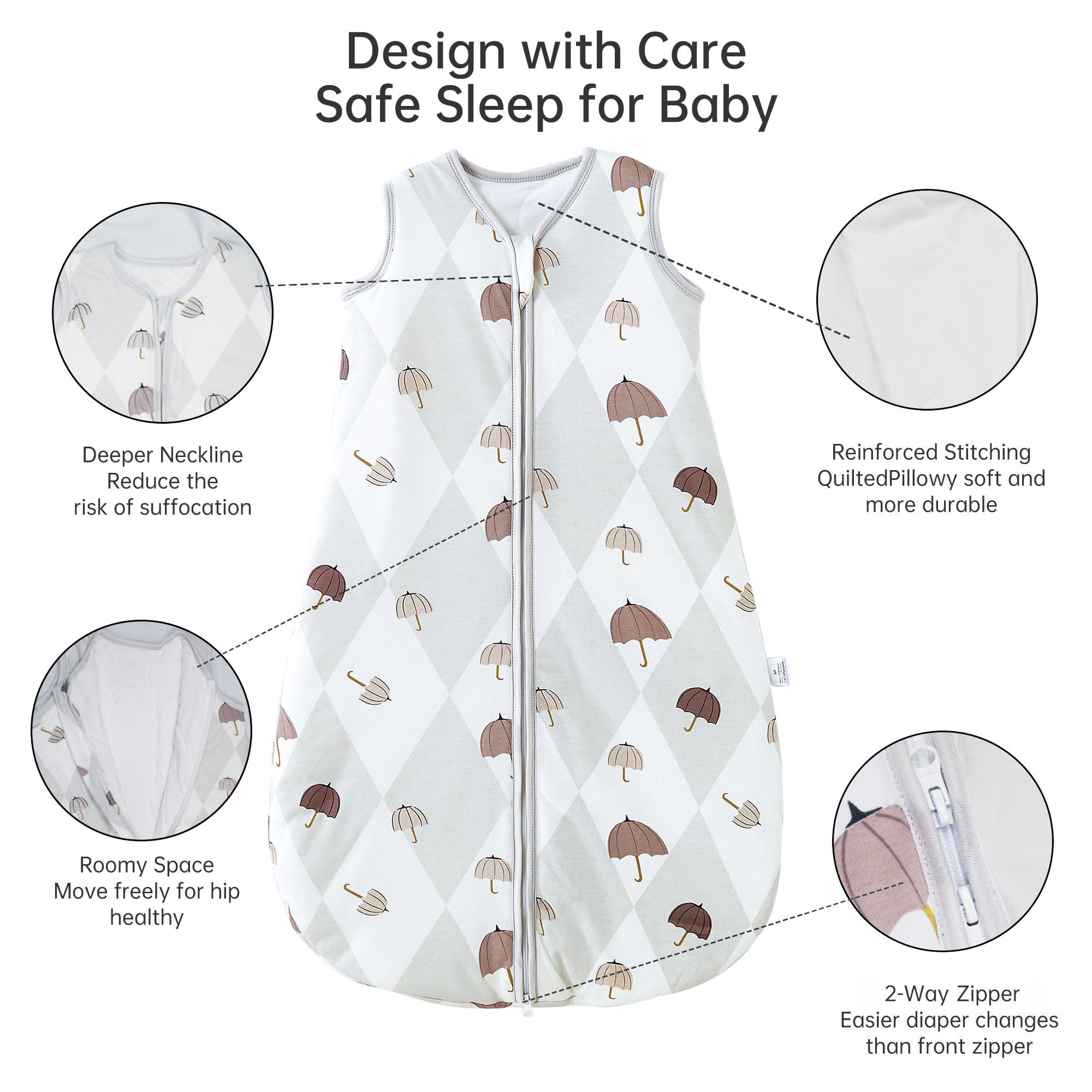YOHKOH sleep sack sleeveless design promotes air flow and warmth.