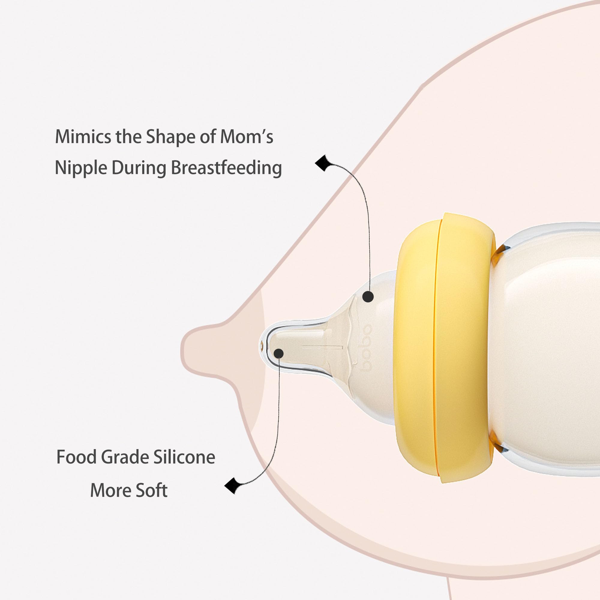 YOHKOH anti-colic valve reduces air intake for calmer feeds.
