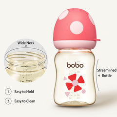 YOHKOH BPA-free bottle red, safe for newborns and growing babies.