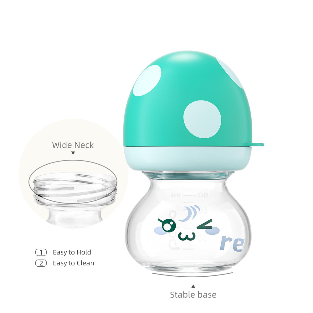 YOHKOH glass bottle cap with mushroom design adds playful appeal