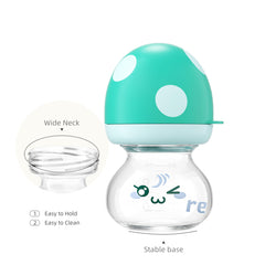YOHKOH glass bottle cap with mushroom design adds playful appeal