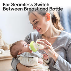 YOHKOH glass bottle with mushroom-cap design adds visual appeal during feeds.